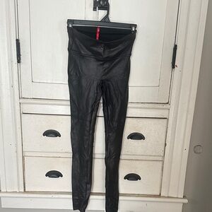 Black spank  Faux Leather Leggings